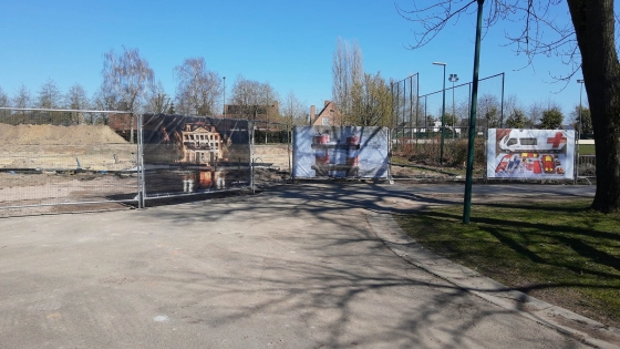 Werfdoeken op domein Hernieuwenburg - realisatie nieuw sportcomplex