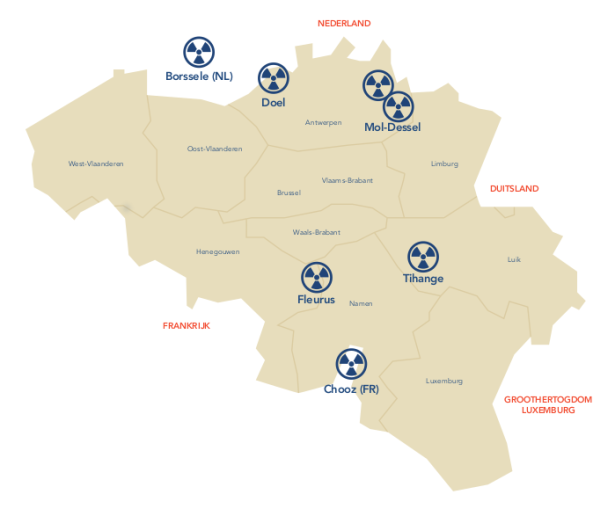 Kaart nucleaire sites